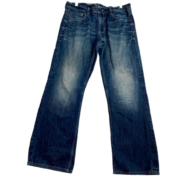 Helix N56 Men's  Blue Jeans, Size 34x32, Slim Boot Distressed Y2K Pockets - Picture 1 of 16